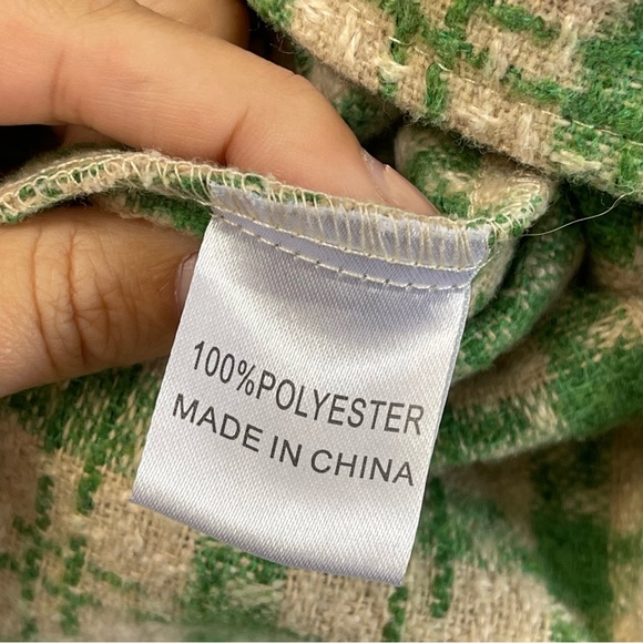Princess Polly Houndstooth Check Shacket Jacket Green Size 6 - Picture 5 of 6